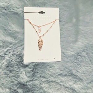 LC Lauren Conrad Double Chain Leaf Pendant Necklace